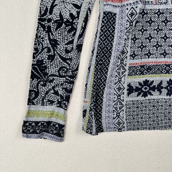 Catherine Andre Shawl Neck Blouse Top Women’s Small Mixed Print Art Long Sleeve - Picture 7 of 16